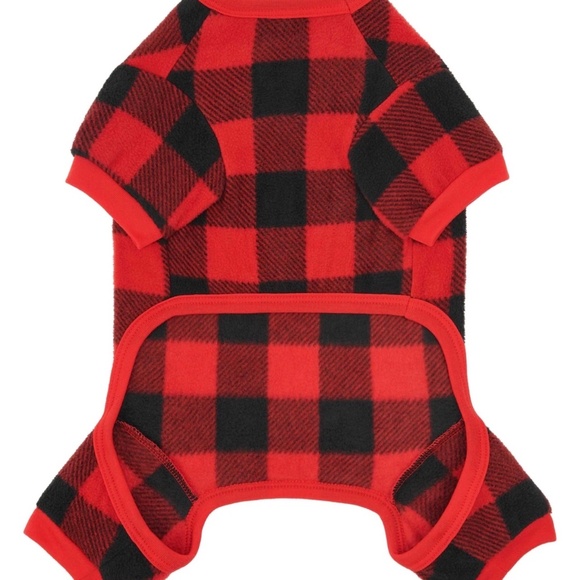 Frisco Dog & Cat Cozy Polar Fleece PJs, Red Plaid, S - Picture 4 of 8